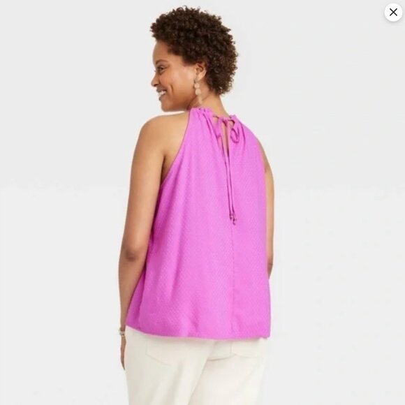 NWT Knox Rose Magenta High-Neck Textured Tank, Size L - Picture 2 of 9